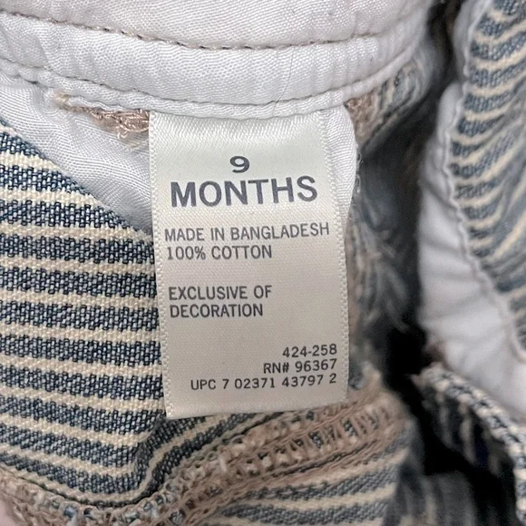 Vintage OshKosh BGosh Vestbak Pinstripe Overalls Baby 9 Month Railroad Conductor - Picture 5 of 6